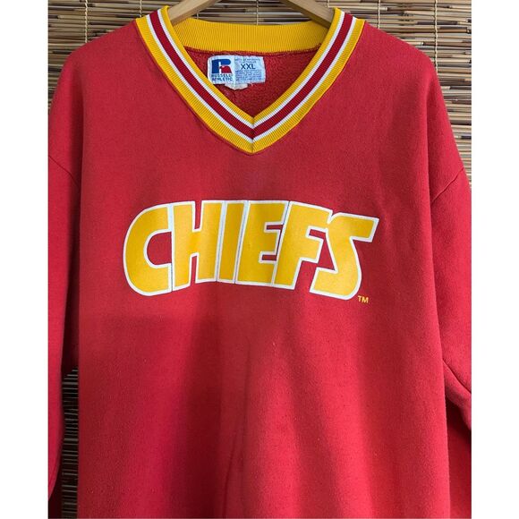 Russell Athletic Kansas City Chiefs XXL Vintage V Neck Pullover Sweatshirt - Picture 2 of 4